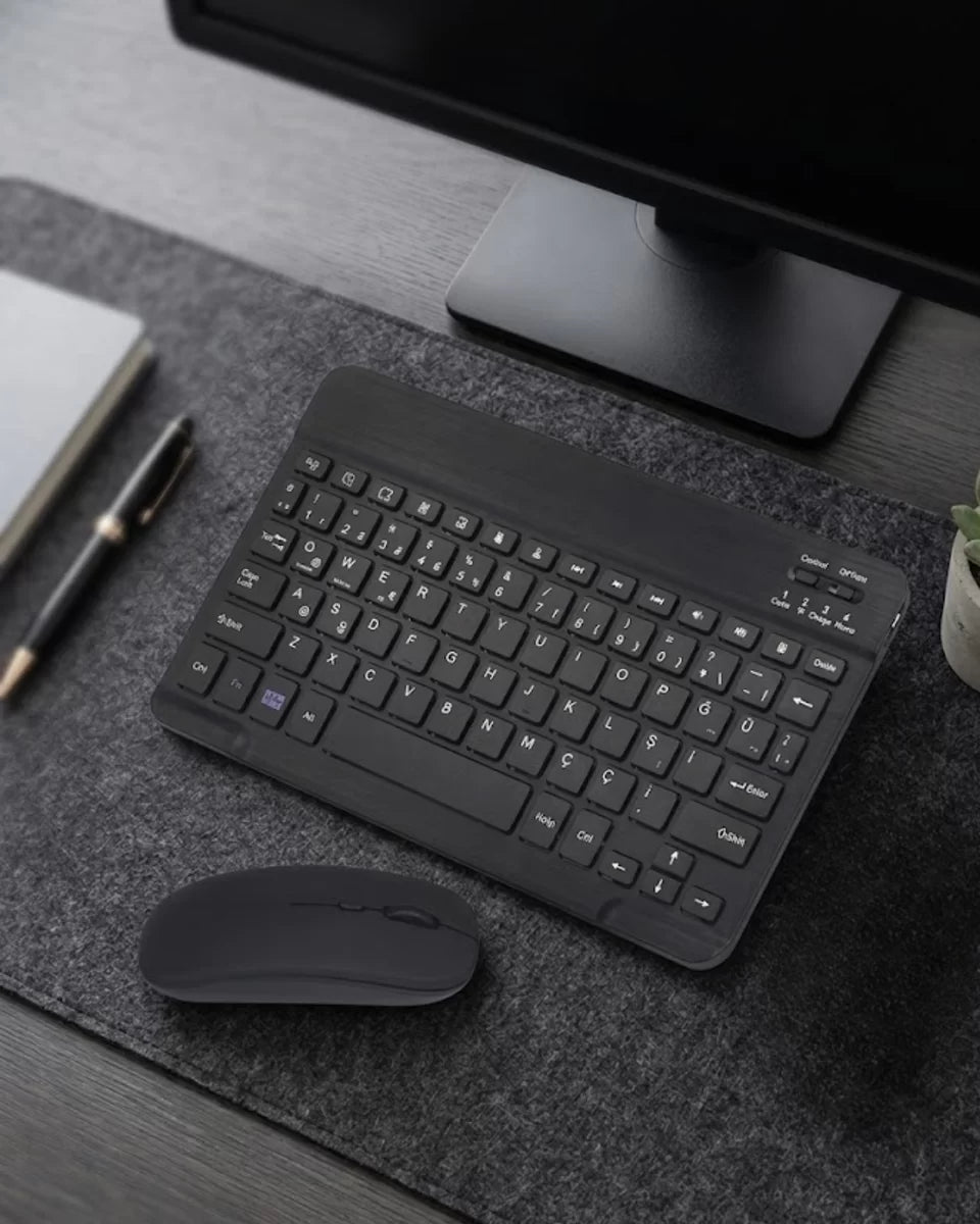 Bluetooth Klavye Mouse Seti Taşınabilir Wireless Bilgisayar Aksesuarı
