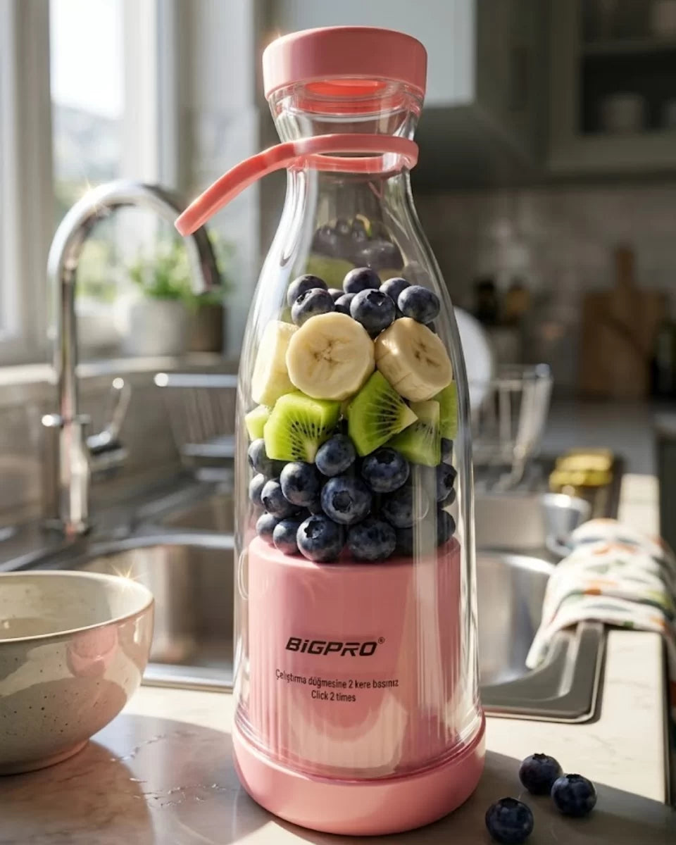 Mini Blender USB Şarjlı Smoothie Hazırlayıcı Kolay Temizlenebilir Tasarım