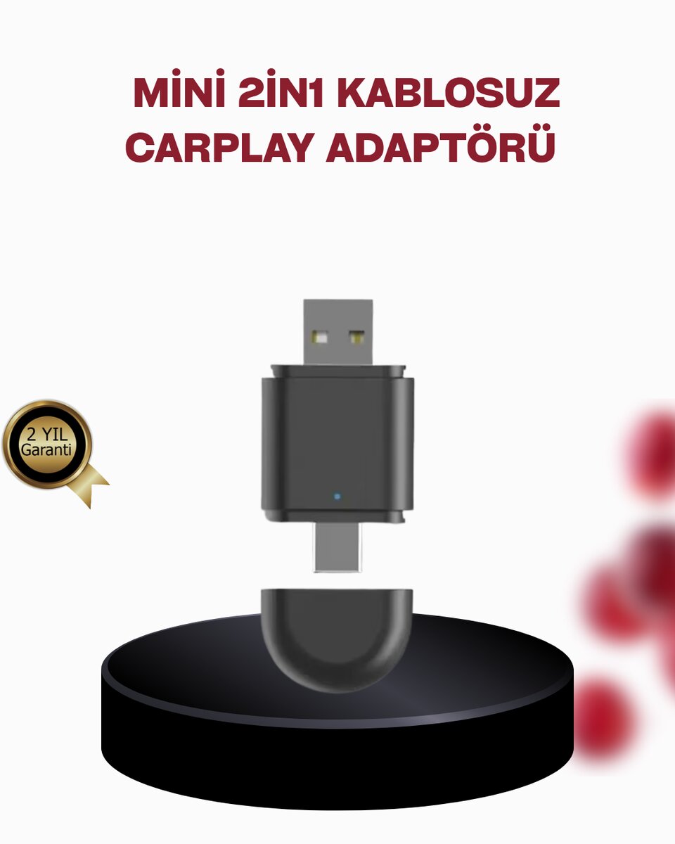 Kablosuz CarPlay Adaptörü – Bluetooth 5.4 ve Wi-Fi 6 Teknolojili Tak & Çalıştır Dönüştürücü