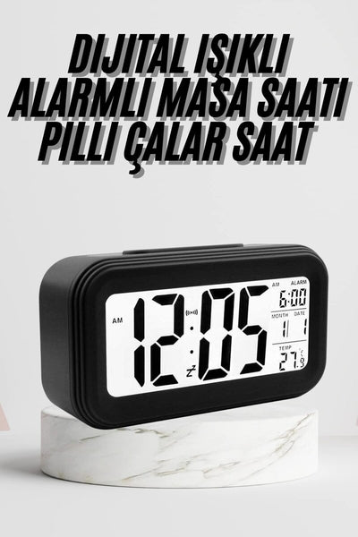 Dijital Masa Saati Termometre Takvim Led Ekran Pilli Ev Ofis Masası