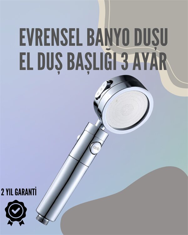 Paslanmaz Çelik Çok Fonksiyonlu El Duş Başlığı – 3 Modlu Püskürtme Seçeneği