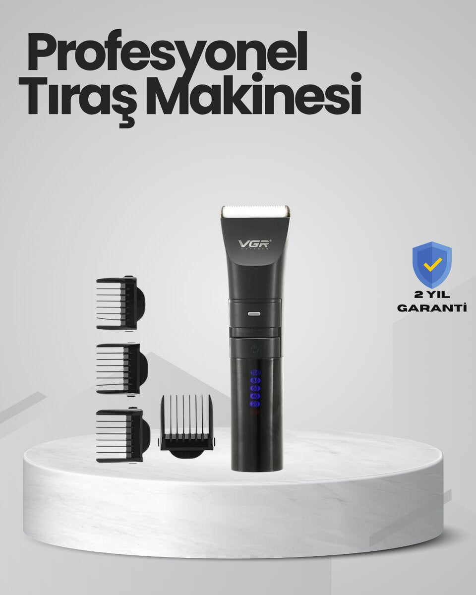 Şarjlı Tıraş Makinesi –Dijital Ekranlı Hızlı Şarjlı Profesyonel Kesim Seti