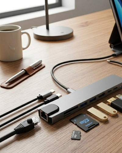 Type C Çoklu Port Hub 8 Port USB Hdmı SD Kart Ethernet Adaptör