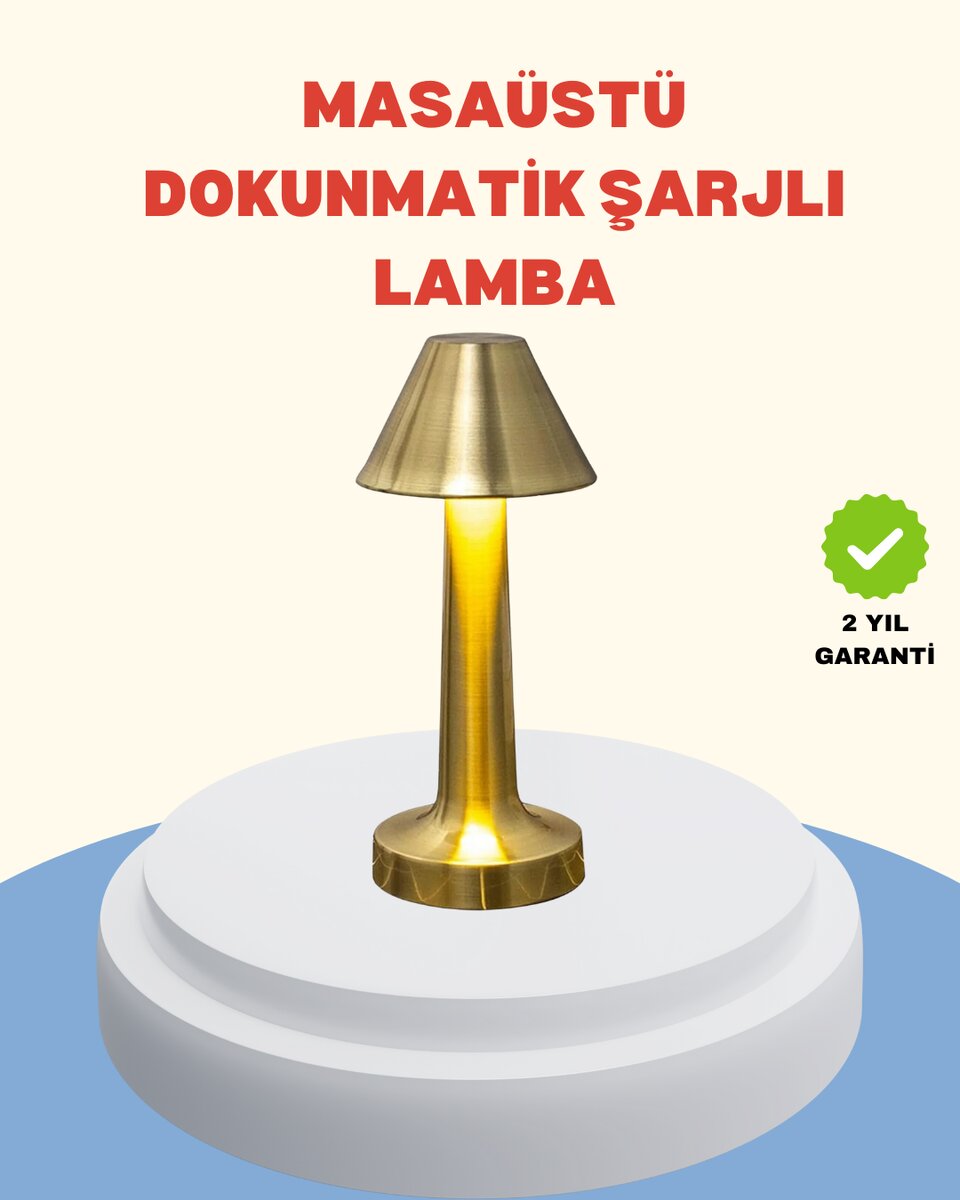 Şarjlı Masa Lambası 3 Işık Modu Kademesiz Karartma Metal Gövde