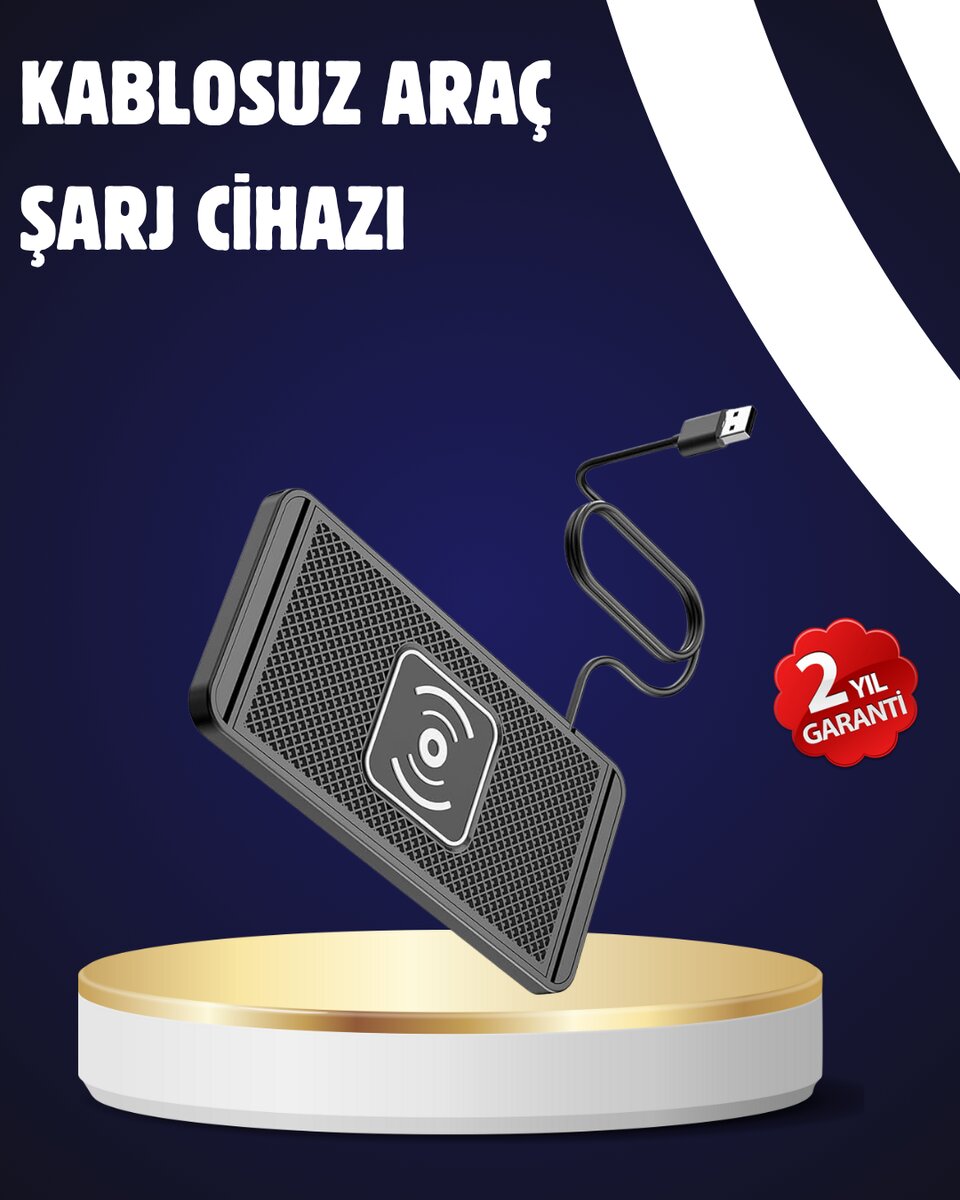 Kaymaz Manyetik Kablosuz Şarj Pedi – Araç Ofis ve Ev Kullanımına Uygun