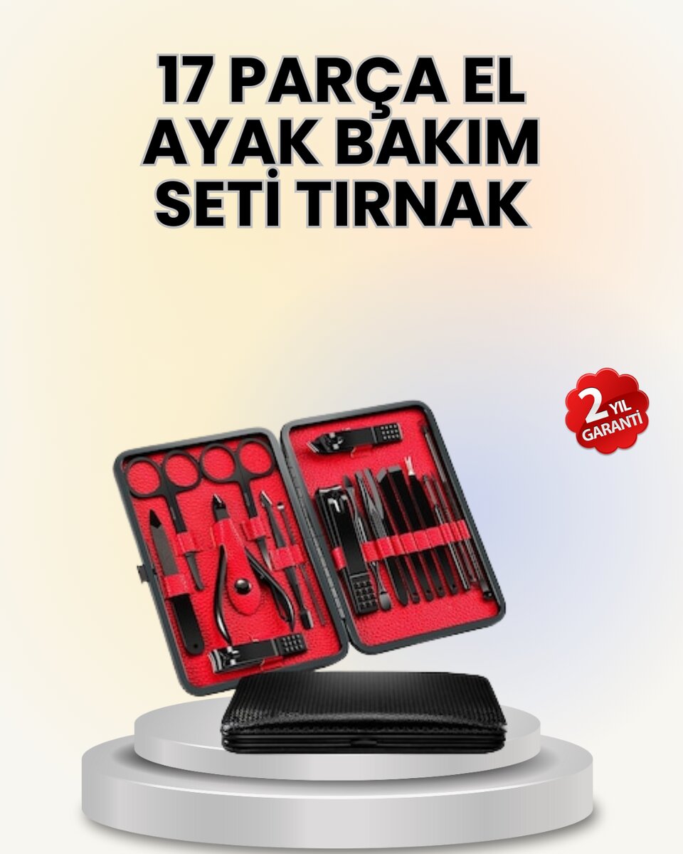 17 Parçalık Deri Kaplamalı Manikür Seti