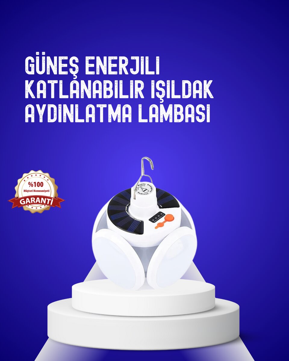 USB ve Solar Şarjlı Katlanabilir 5 Taraflı LED Lamba