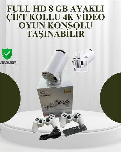 Portatif 4K Projeksiyon – 4.000 Uygulama Kablosuz Yansıtma ve Bluetooth 5.0