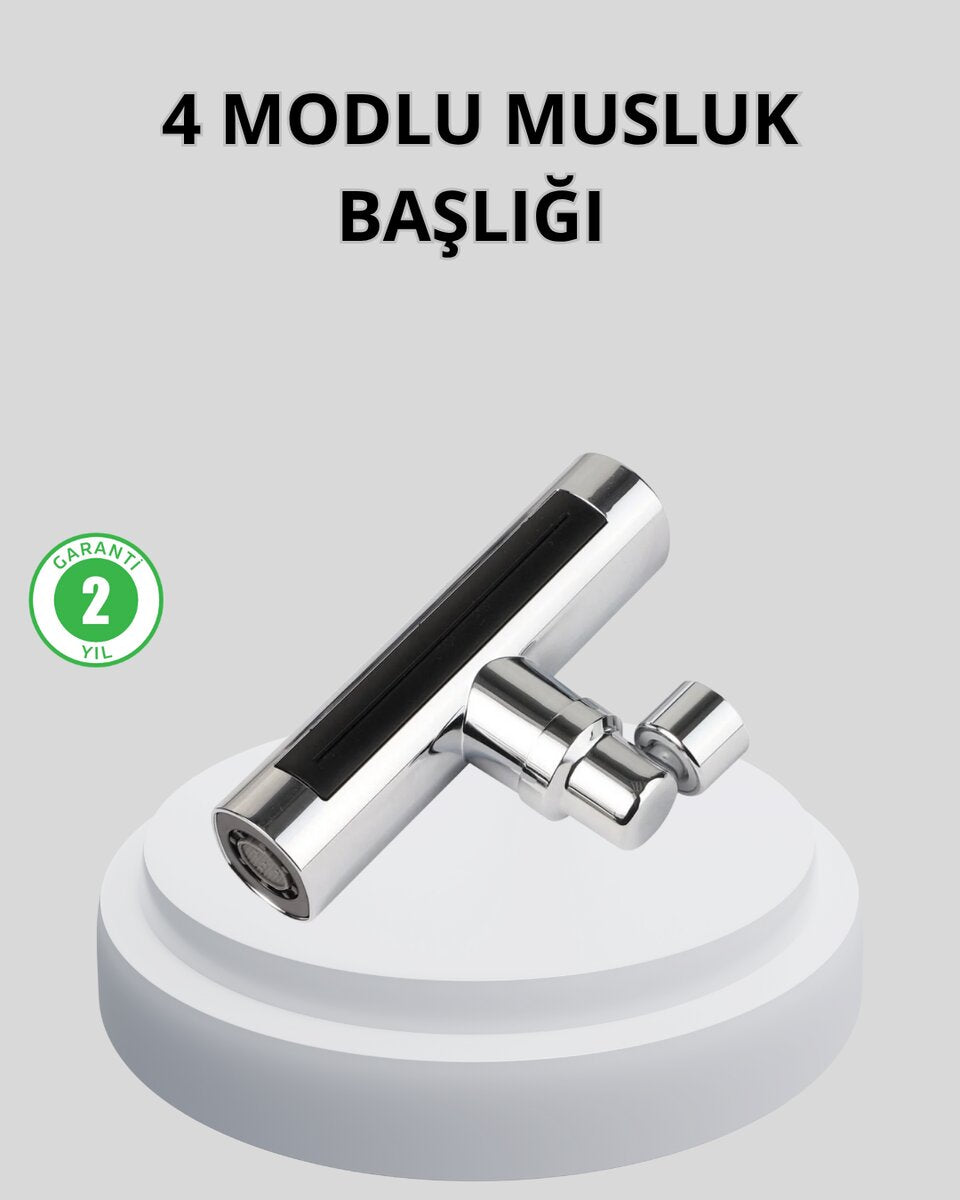 360° Dönebilen Musluk Başlığı 4 Fonksiyonlu Su Tasarruflu ve Dayanıklı