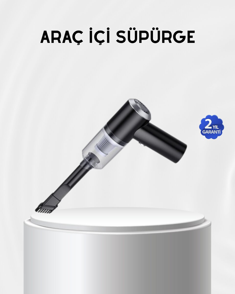 Kablosuz El Süpürgesi – Araç İçi Temizlik İçin 5500PA Güçlü Emiş USB Şarjlı