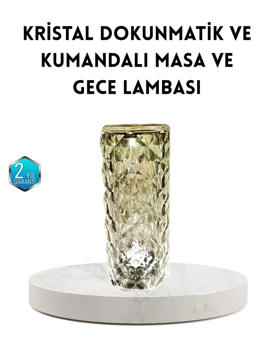 Kristal RGB LED Masa Lambası – Renkli Kumandalı Işık Dekoratif ve Enerji Tasarruflu