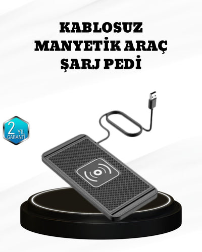 15W Manyetik Kablosuz Şarj Pedi Araç Masa Kullanımına Uygun Qi Şarj Cihazı