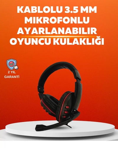 Stereo KırmızıKulaklığı Yumuşak Pedli Mikrofonlu
