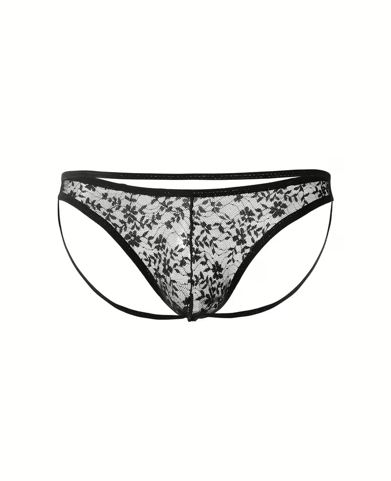 Seksi Dantelli Arkası Açık Seksi Siyah Erkek Külot - Kırmızı / L