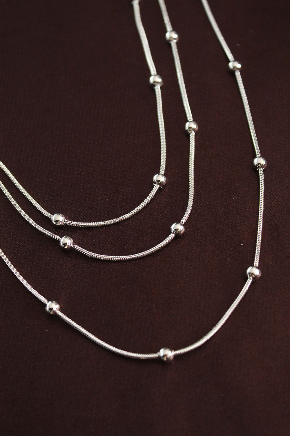 316L Çelik Gümüş Renk Minimal Topçuk Model Çoklu Kolye TG27BKO6332