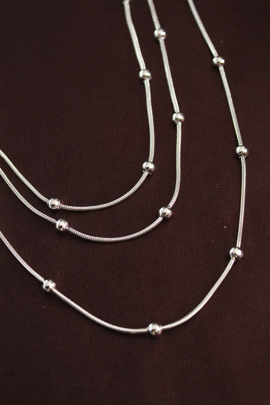 316L Çelik Gümüş Renk Minimal Topçuk Model Çoklu Kolye TG27BKO6332 - Çok Renkli / Standart