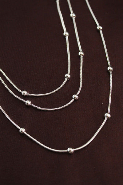 316L Çelik Gümüş Renk Minimal Topçuk Model Çoklu Kolye TG27BKO6332