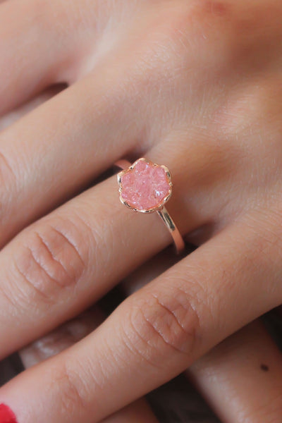 Pembe Lotus Çiçek Figür Gold Renk Kadın Yüzük TG27BYK2485
