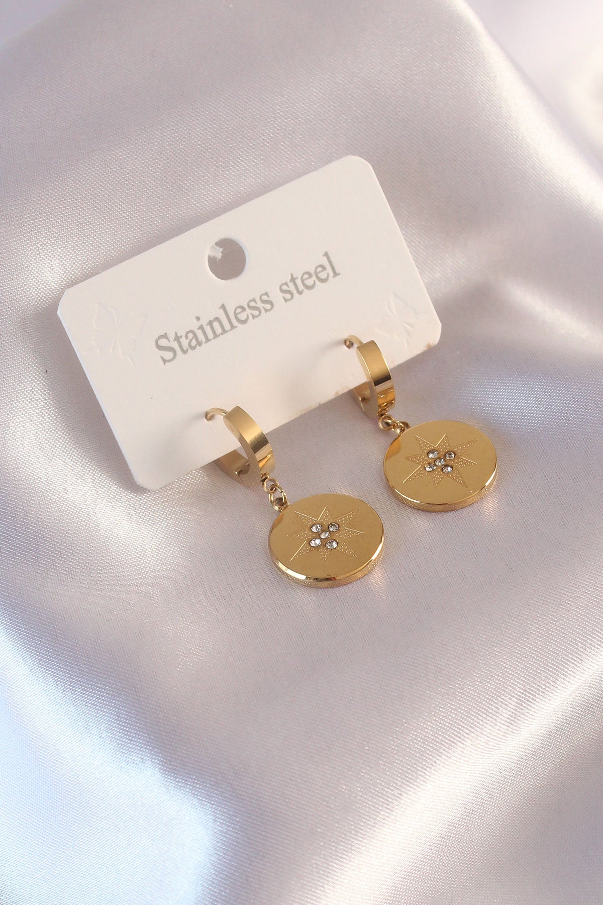 Çelik Gold Renk Kutup Yıldızı İşleme Zirkon Taşlı Kadın Küpe TG27BKP6961 - Çok Renkli / Standart
