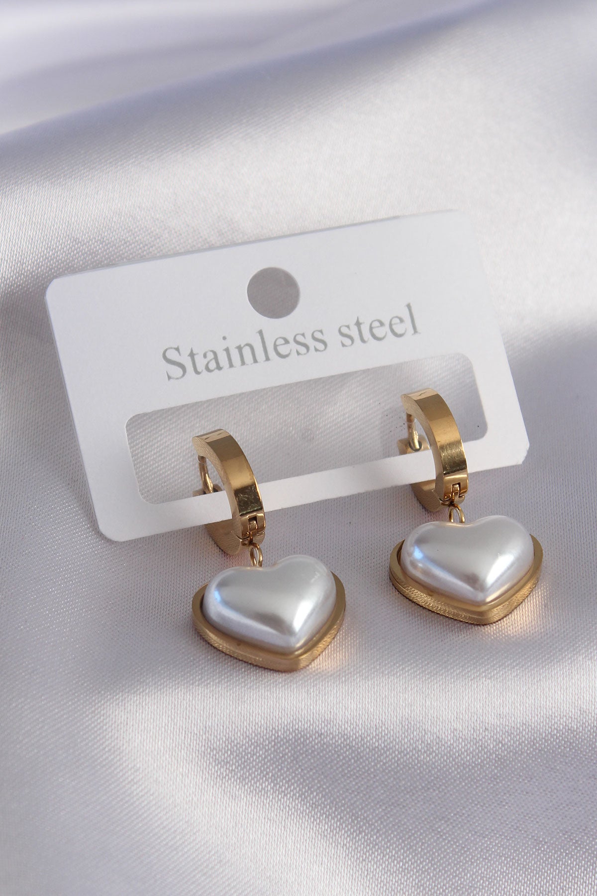 316L Çelik Gold Renk Kalp Model Kadın Küpe TG27BKP11827 - Standart / Standart
