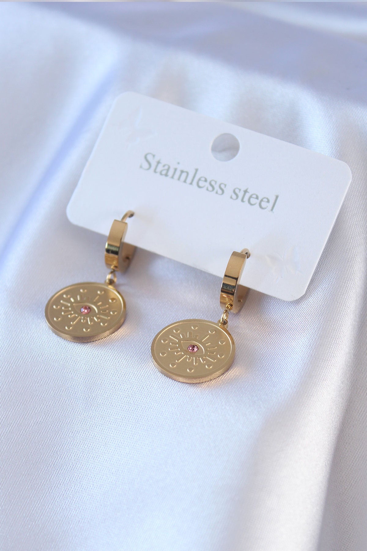 316L Çelik Gold Renk Göz İşleme Zirkon Taş Detay Kadın Küpe TG27BKP7702 - Çok Renkli / Standart