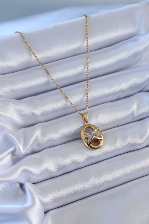 316L Çelik Gold Renk Zirkon Taşlı Kadın Kolye TG27BKO7635