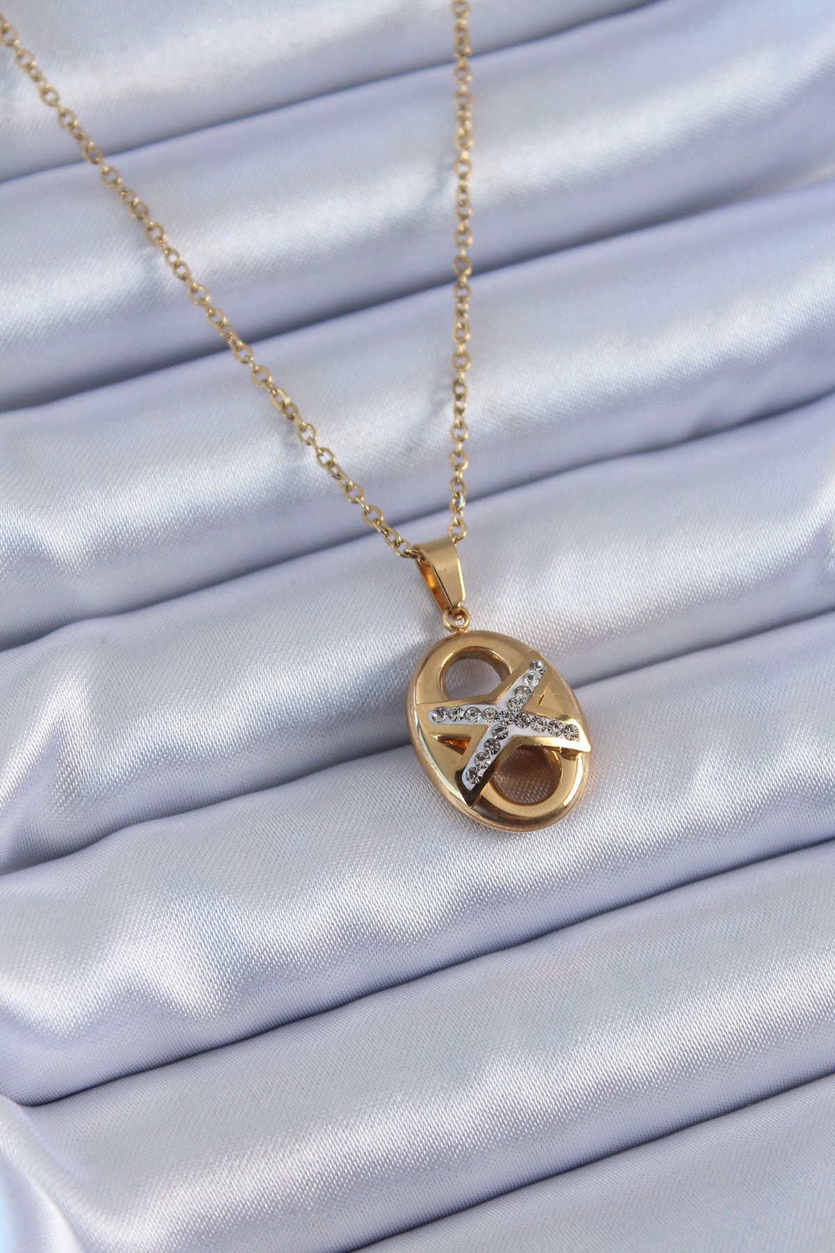316L Çelik Gold Renk Zirkon Taşlı Kadın Kolye TG27BKO7635 - Çok Renkli / Standart
