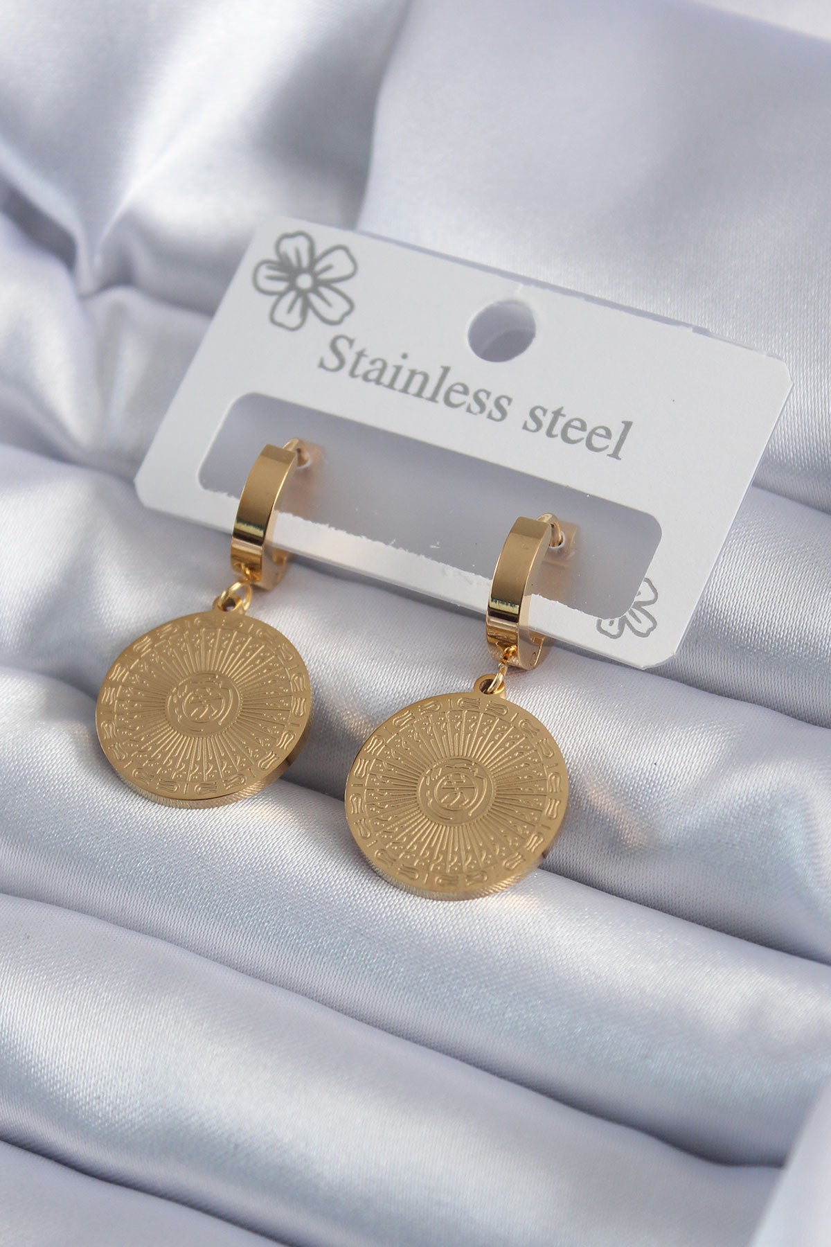 316L Çelik Gold Renk İşleme Detay Kadın Küpe TG27BKP7981 - Çok Renkli / Standart