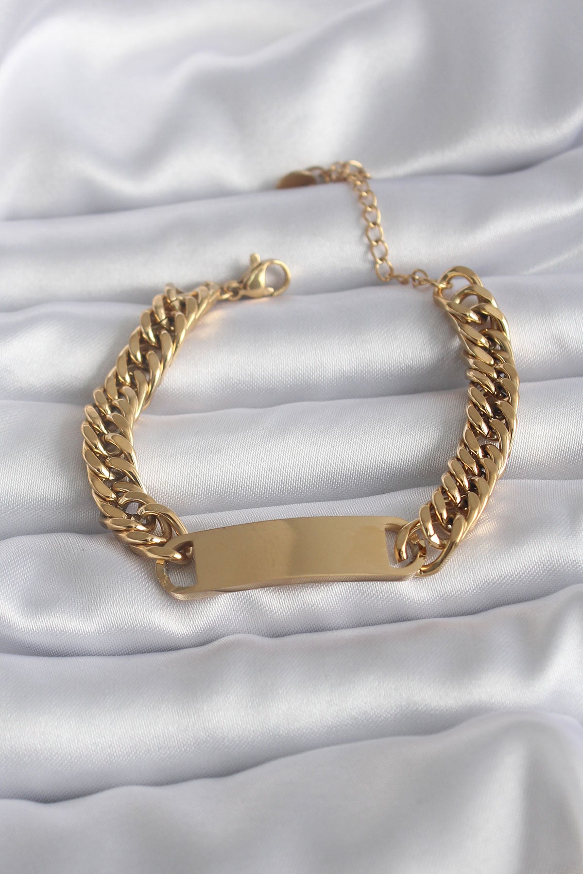316L Çelik Gold Renk İsim Yazılabilir Plaka Model Kadın Bileklik TG27BB5744 - Çok Renkli / Standart