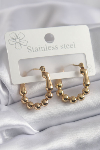 316L Çelik Gold Renk Topçuk Halka Model Kadın Küpe TG27BKP8301