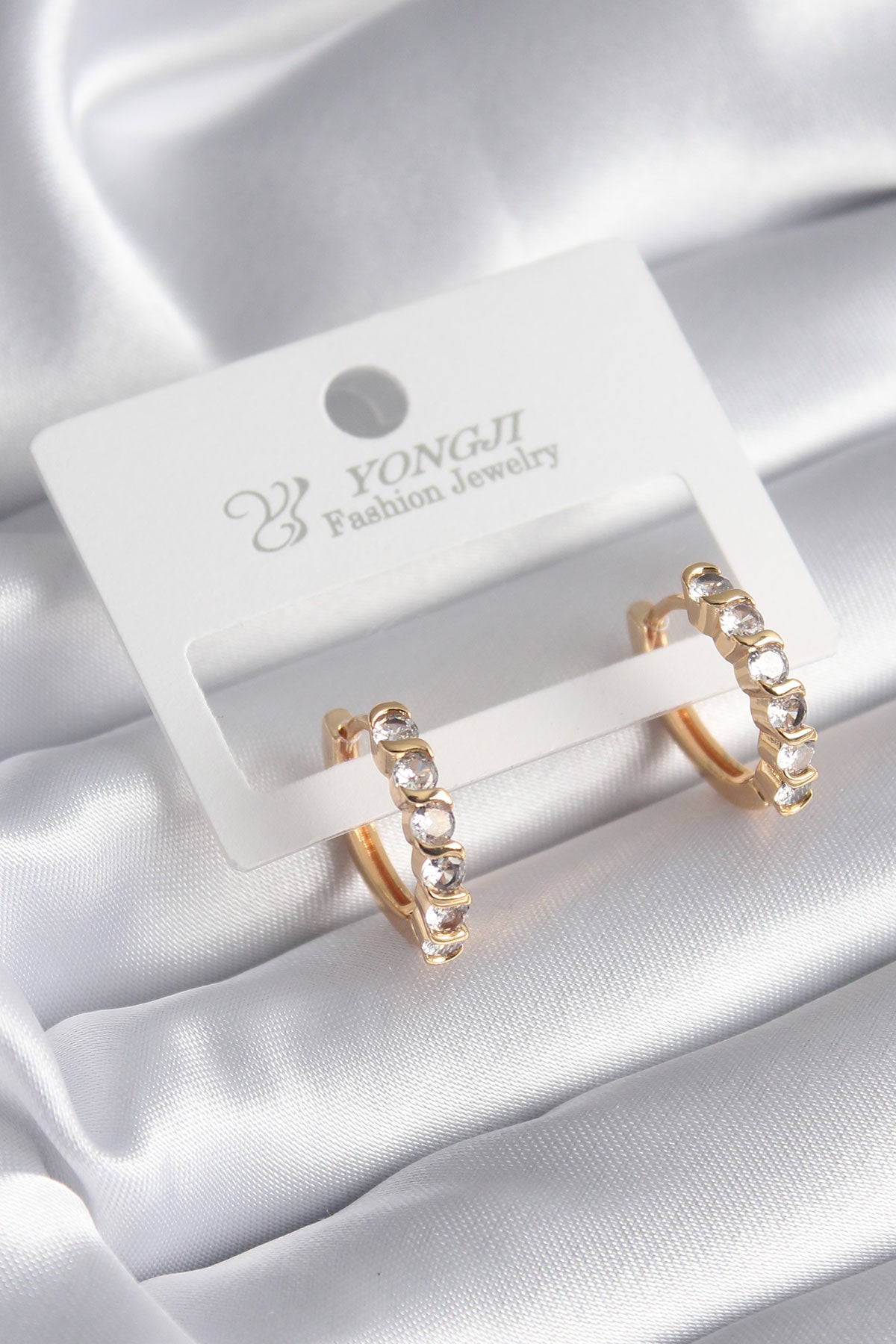 Pirinç Gold Renk Zirkon Taşlı Halka Model Kadın Küpe TG27BKP10015 - Standart / Standart