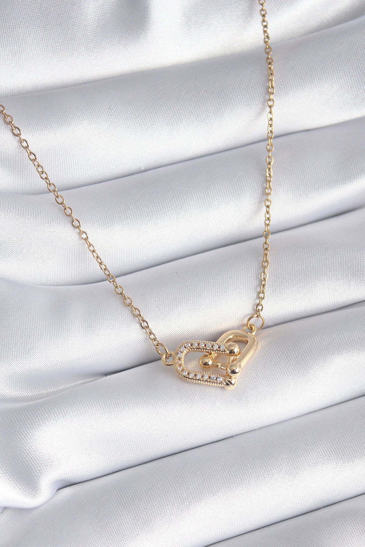 316L Çelik Gold Renk Zirkon Taşlı Model Kadın Kolye TG27BKO8252 - Çok Renkli / Standart