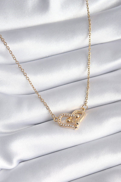316L Çelik Gold Renk Zirkon Taşlı Model Kadın Kolye TG27BKO8252