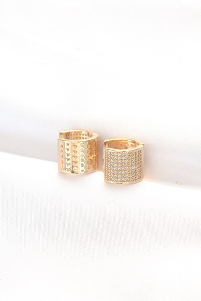 Pirinç Gold Renk Taşlı Minimal Küpe TG27BKP8890