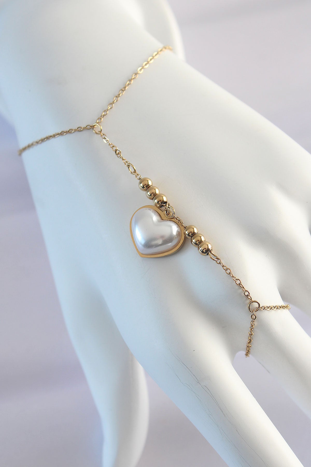 316L Çelik Gold Renk Beyaz Bubble Kalp Tasarımlı Şahmeran TG27SN576 - Çok Renkli / Standart