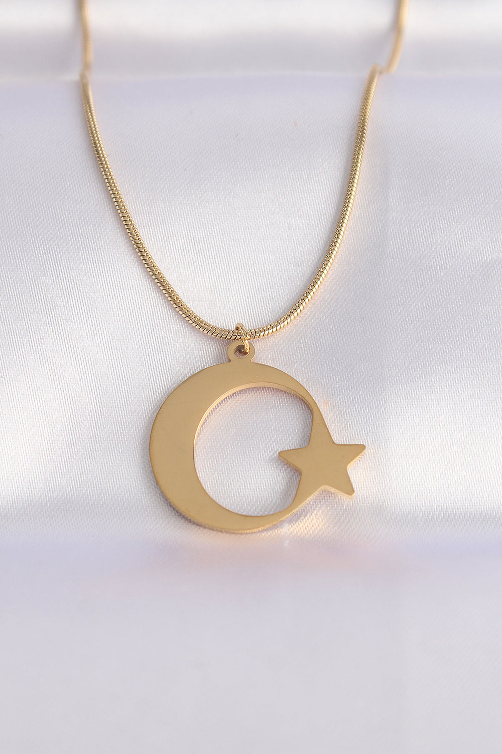 316L Çelik Zincir Gold Renk Ay Yıldız Unisex Kolye TG27BKO8699
