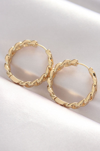 Pirinç Gold Renk Zincir Model Halka Küpe TG27BKP8970