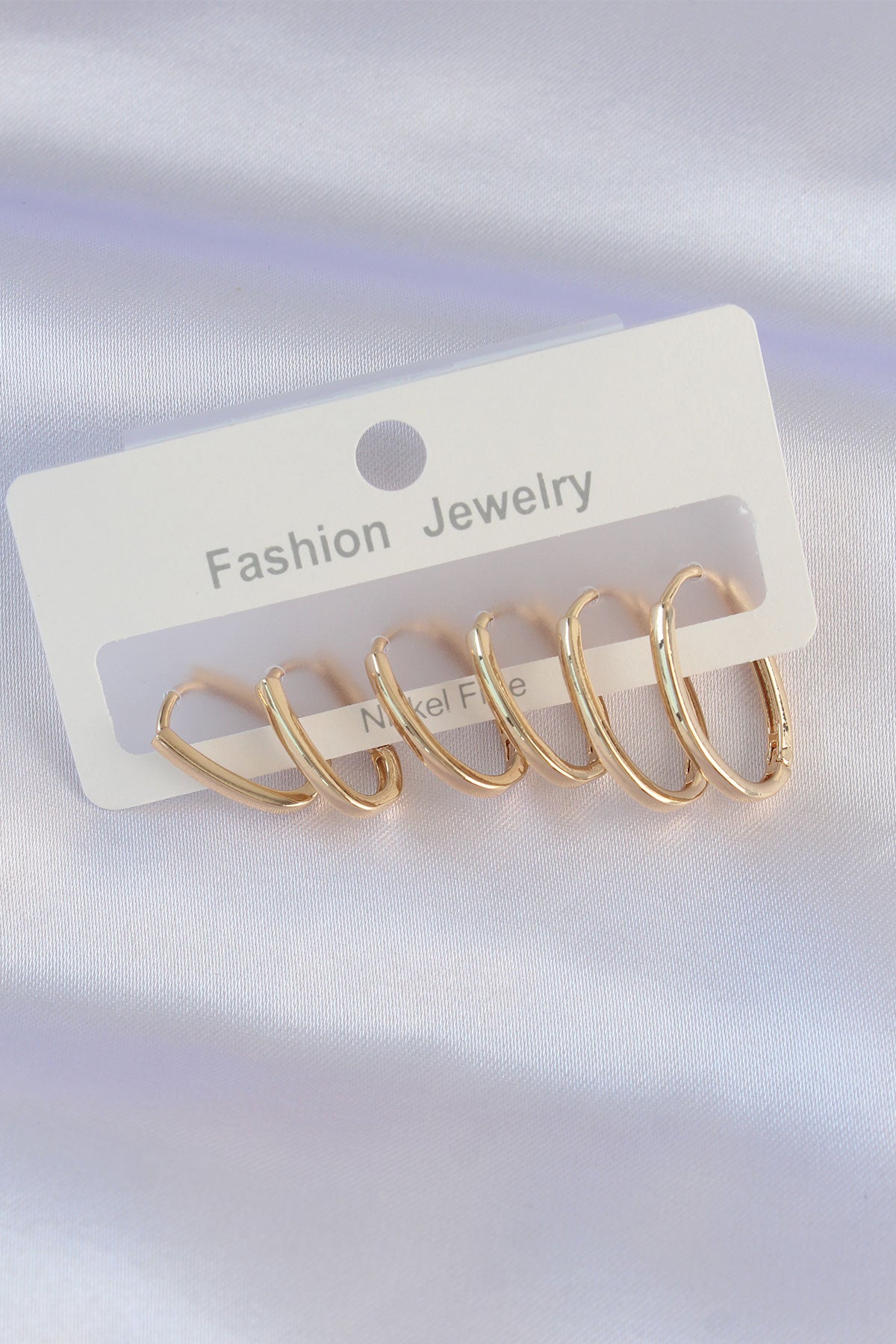 Pirinç Gold Renk İnce Oval Küpe Seti TG27BKP8988 - Çok Renkli / Standart