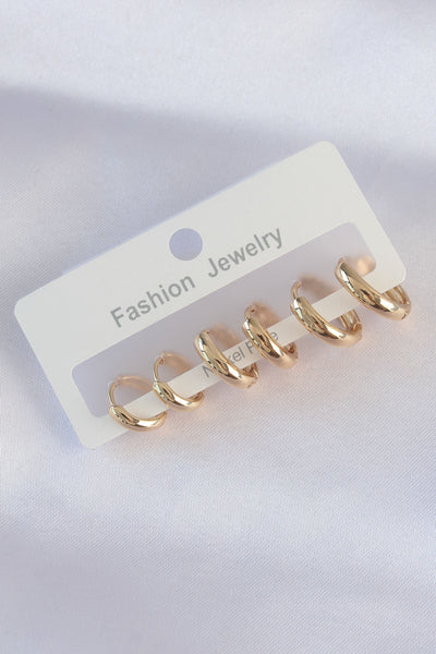 Pirinç Gold Renk Oval Bombeli Küpe Seti TG27BKP8996
