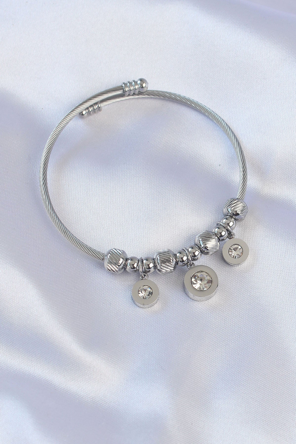 316L Çelik Gümüş Renk Zirkon Taşlı Model Charm Bileklik TG27BB6090 - Çok Renkli / Standart