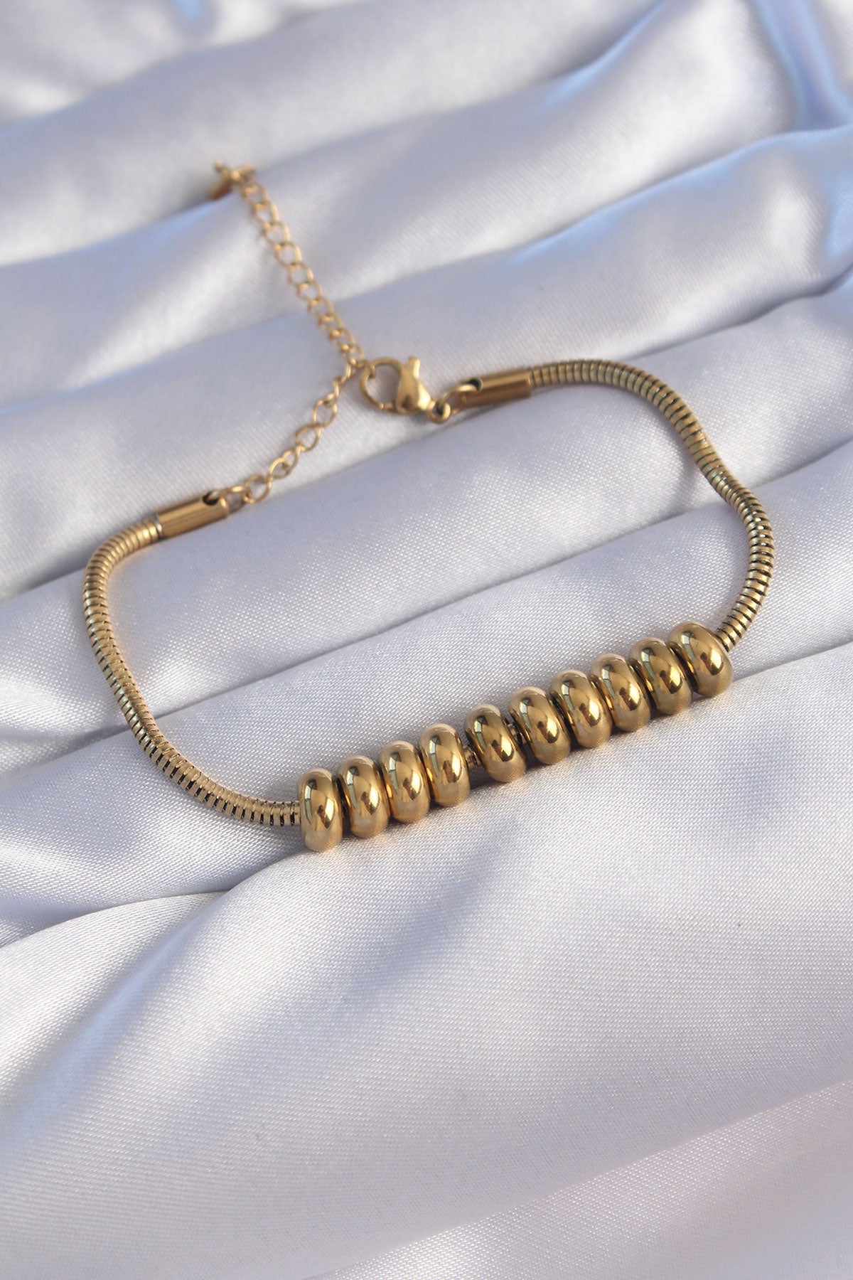 316L Çelik Gold Renk Oval Figürlü Bileklik TG27BB6096 - Çok Renkli / Standart