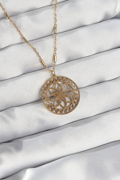 316L Çelik Zincir Gold Renk Lotus Model Kolye TG27BKO8902
