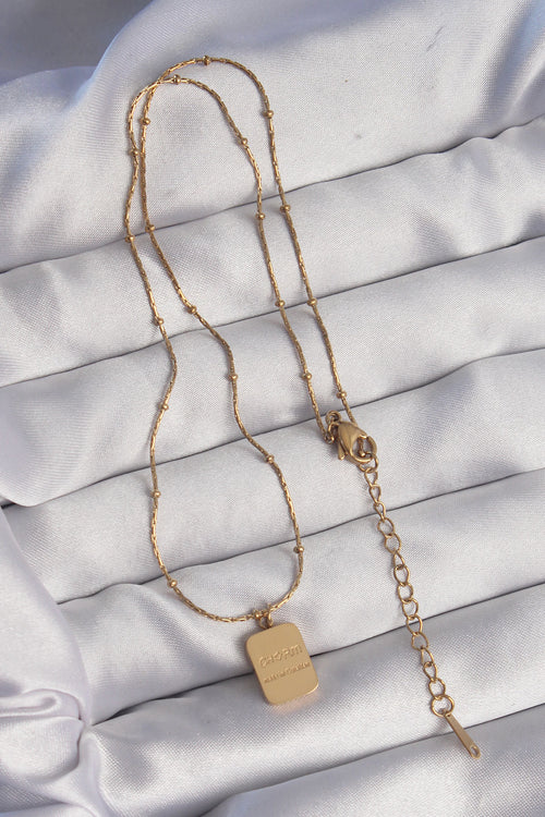 316L Çelik Gold Renk Kare Charm Model Kolye TG27BKO8928 - görsel 2