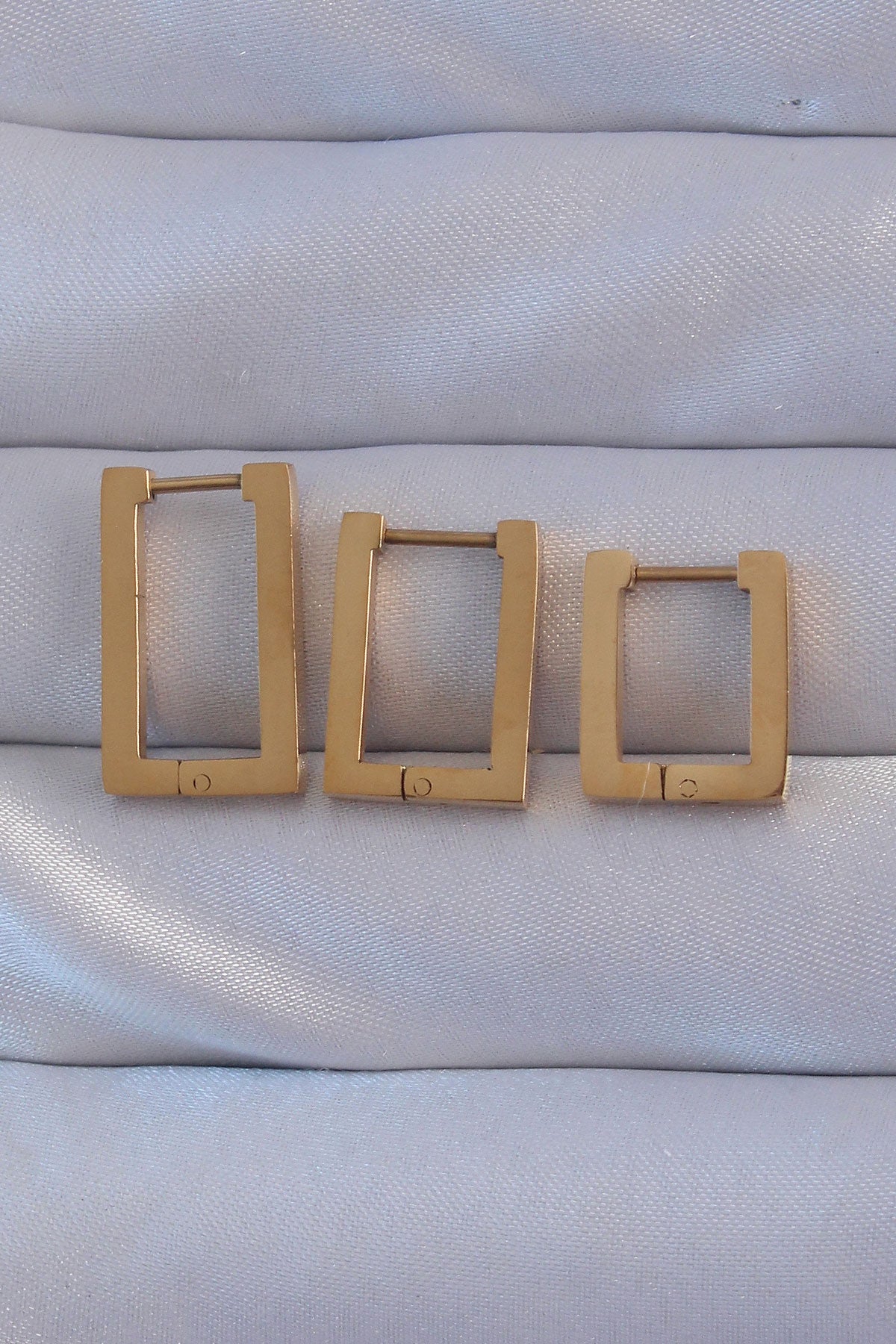 316L Çelik Gold Renk Dikdörtgen Küpe Seti TG27BKP9159 - Çok Renkli / Standart