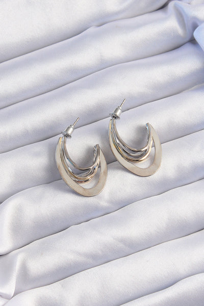 Pirinç Gold Gümüş Renkli Düz Plaka Halka Küpe TG27BKP9229