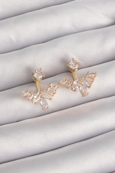 Pirinç Gold Renk Zirkon Taşlı V Model Küpe TG27BKP9291
