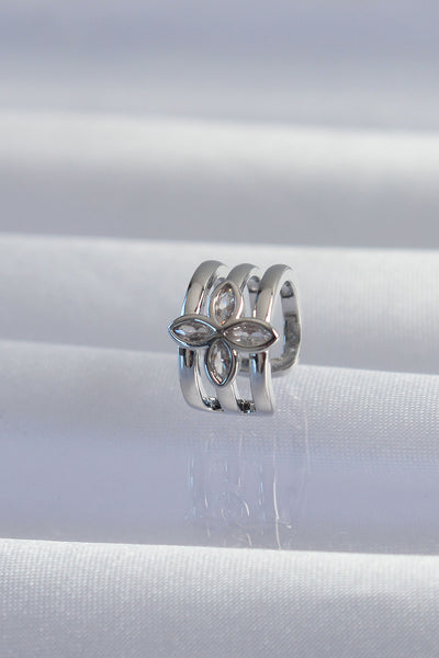 Pirinç Gümüş Renk Yonca Earcuff Küpe TG27BKP9330