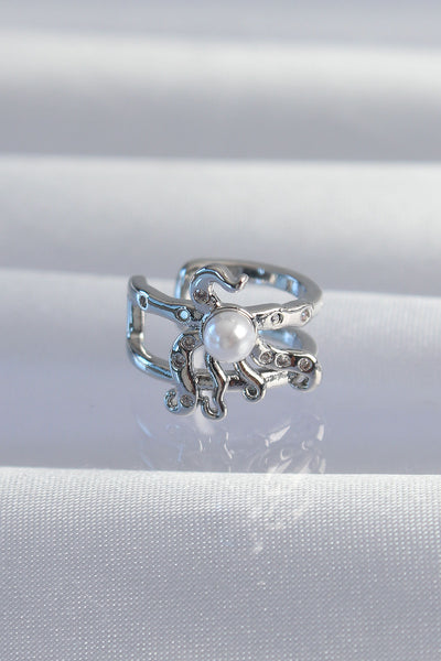 Pirinç Gümüş Renk İncili Ahtapot Earcuff Küpe TG27BKP9332