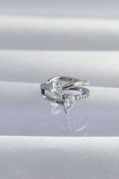 Pirinç Gümüş Renk Zirkon Taşlı Damla Earcuff Küpe TG27BKP9334