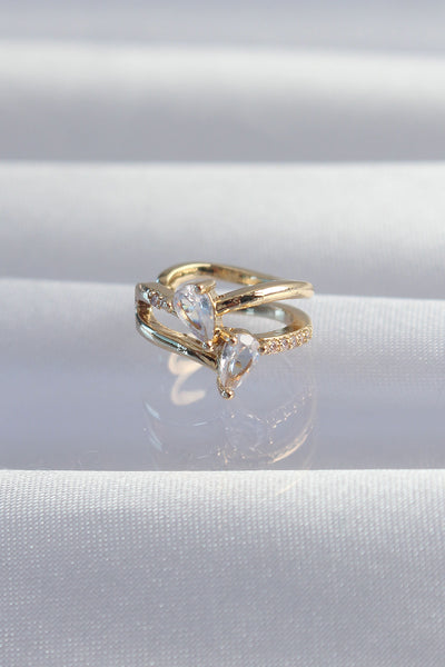 Pirinç Gold Renk Zirkon Taşlı Damla Earcuff Küpe TG27BKP9335